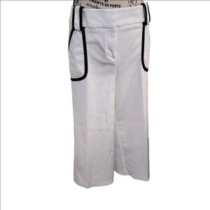 New York & Company White & Black Trim Wide Leg Pants Size 8